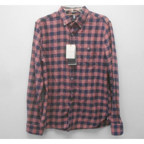 RARE Denim & Flower‎ Pink & Navy Blue Flannel Button-up - M - Picture 1 of 4